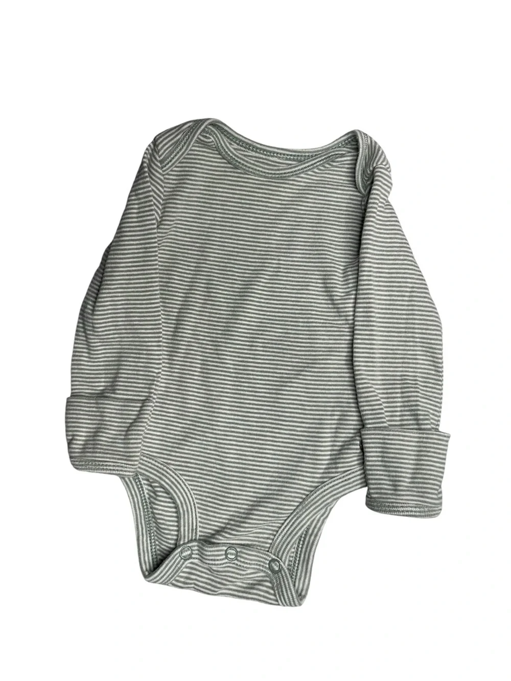 Carter's Green and Cream Striped Long-Sleeve Bodysuits with Navy Pants 3m